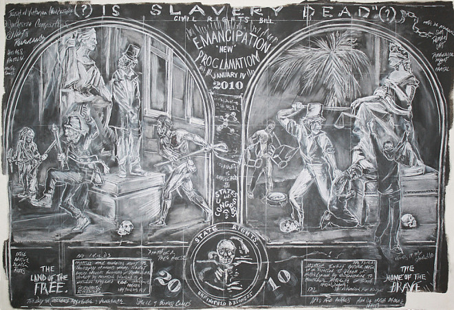 jc lenochan, unfinished business this civil question of is slavery dead, • Chalk on Paper, 32 x 40, 2012-present