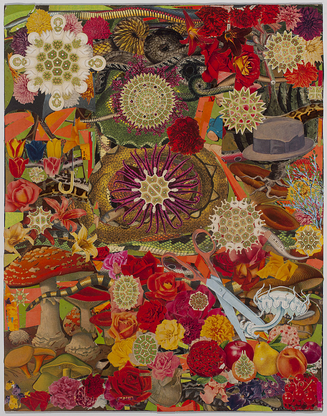 Lance Letscher, Little Garden, Collage, 22.5” x 17.5, 2017, Courtesy of the artist and Pavel Zoubok Gallery New York
