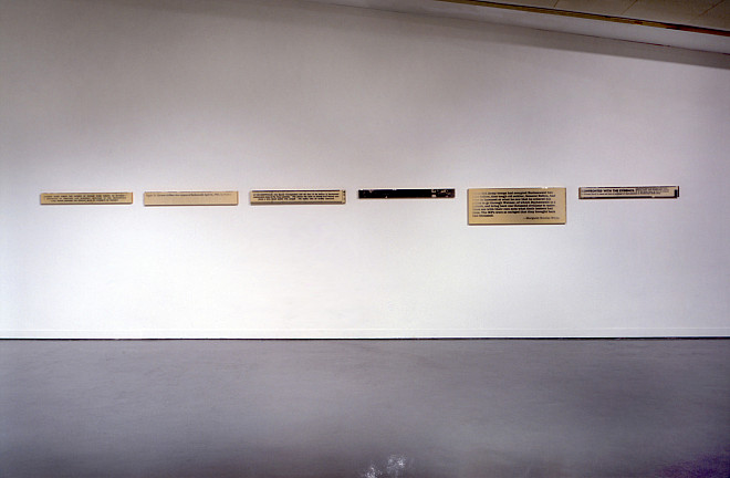 Ruth Liberman, Released (April 16, 1945), Installation, 14.5” x 250 x 2, 2000