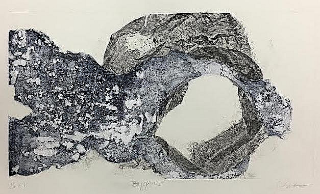 Jazmine Catasus Bygone Etching with chine collé, 21x29” 2017