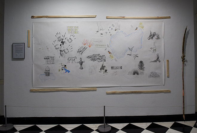 Drawing II class, Draw and Walk, Mixed media on paper, 4' x 8', 2019