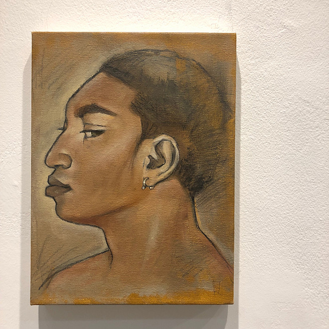 Sadie Inamn, Jonny, oil and graphite on canvas, 12” x 9, 2019