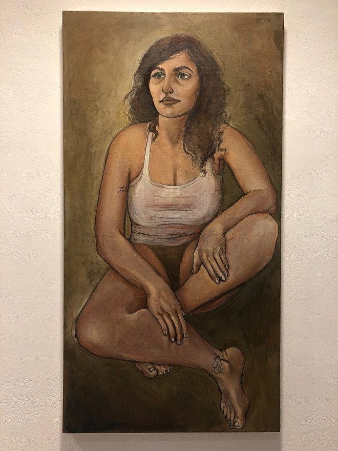 Sadie Inman, Elena, oil and graphite on canvas, 42”x 22, 2019
