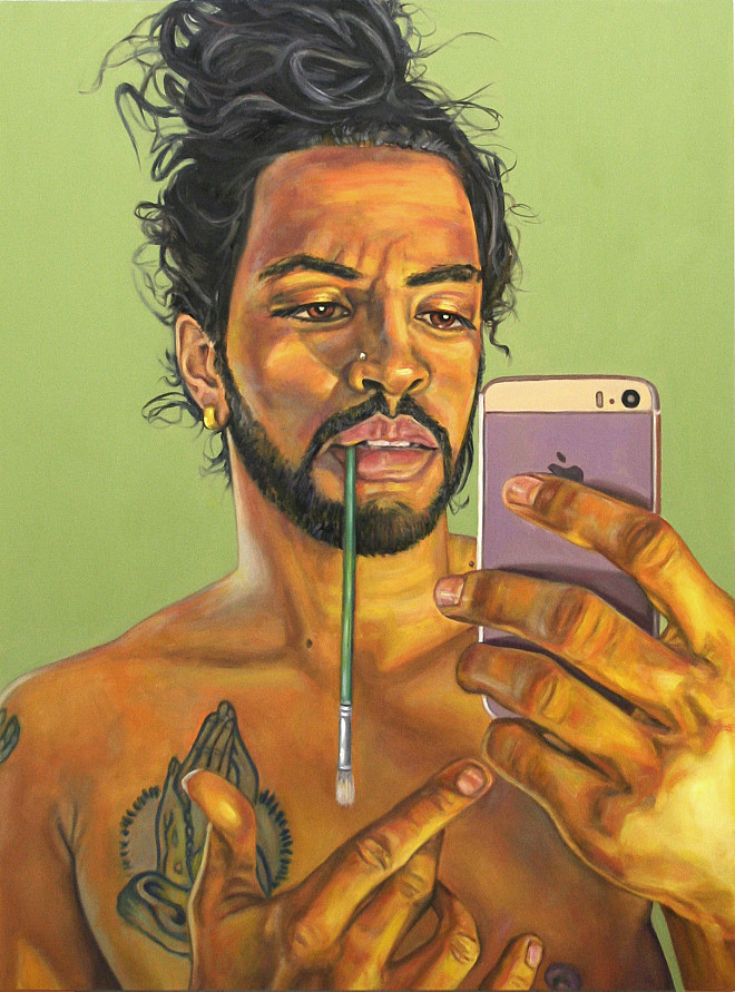 Graupe-Pillard, Dillon: Portrait of the Artist as a Young Man,     Oil/alkyd/wood, 48 x 36”, 2016