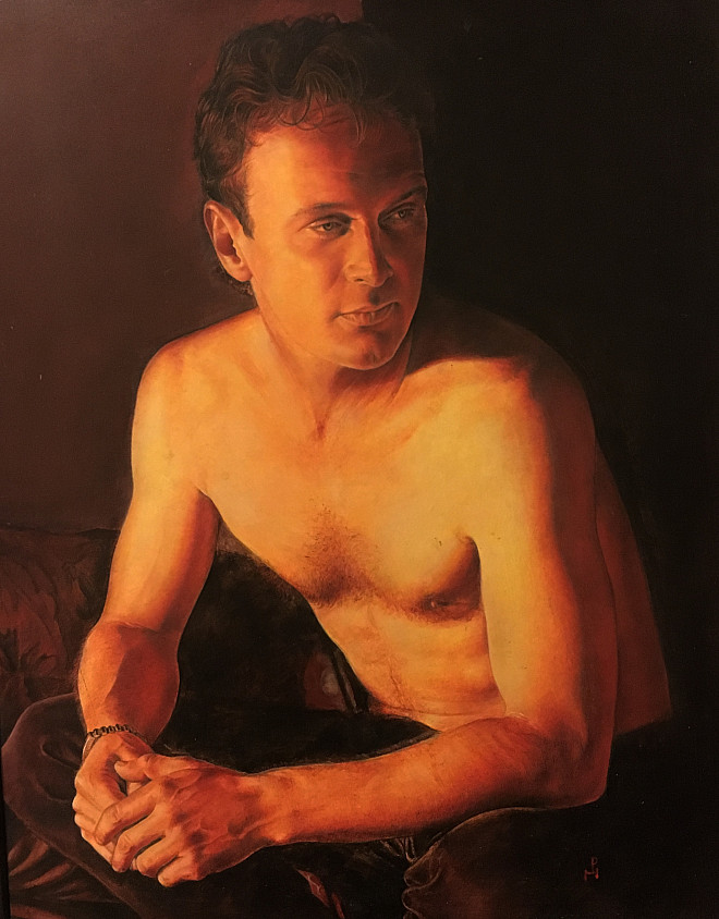 Herfield, Jeff Reese as Apollo (Cheesecake), Oil on wood, 14 x 11”,    1993