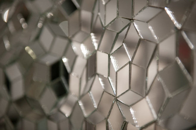 Self-similarity in Math, Nature and Art exhibition. Detail of Penrose's Shield by Caleb Nussear.