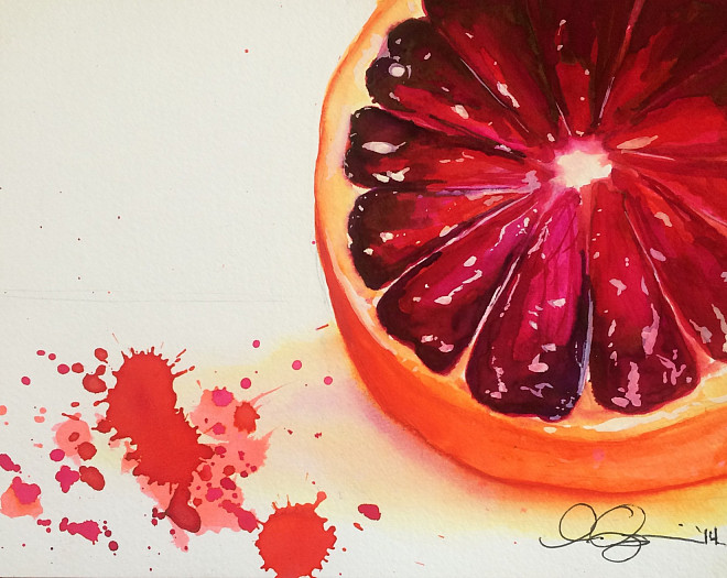 Food for Thought November 3-December 4, 2014. Lauren Gerrie, Blood Orange, Watercolor