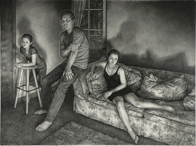 Edgar Jerins Emma and Kiera at Dad's 60x81 inches