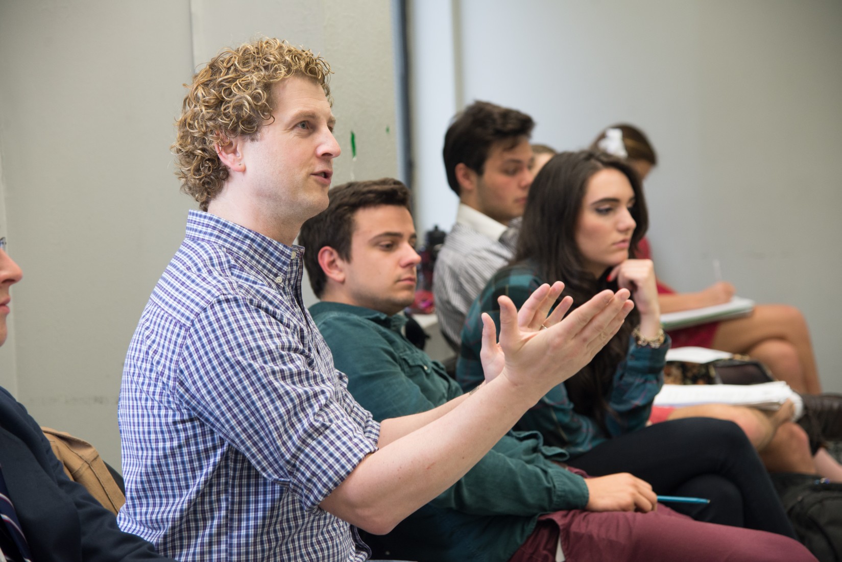 Professor Kevin Connell and acting students in class