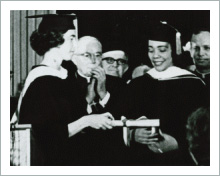 Coretta Scott King receives her Doctor of Human Letters in 1969.