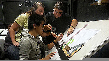 Design majors in the drafting room (Photo by Lilian Sun)