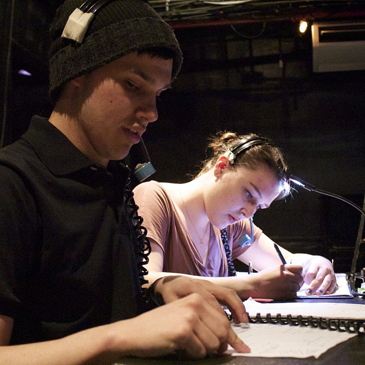 Theatre students working on a production